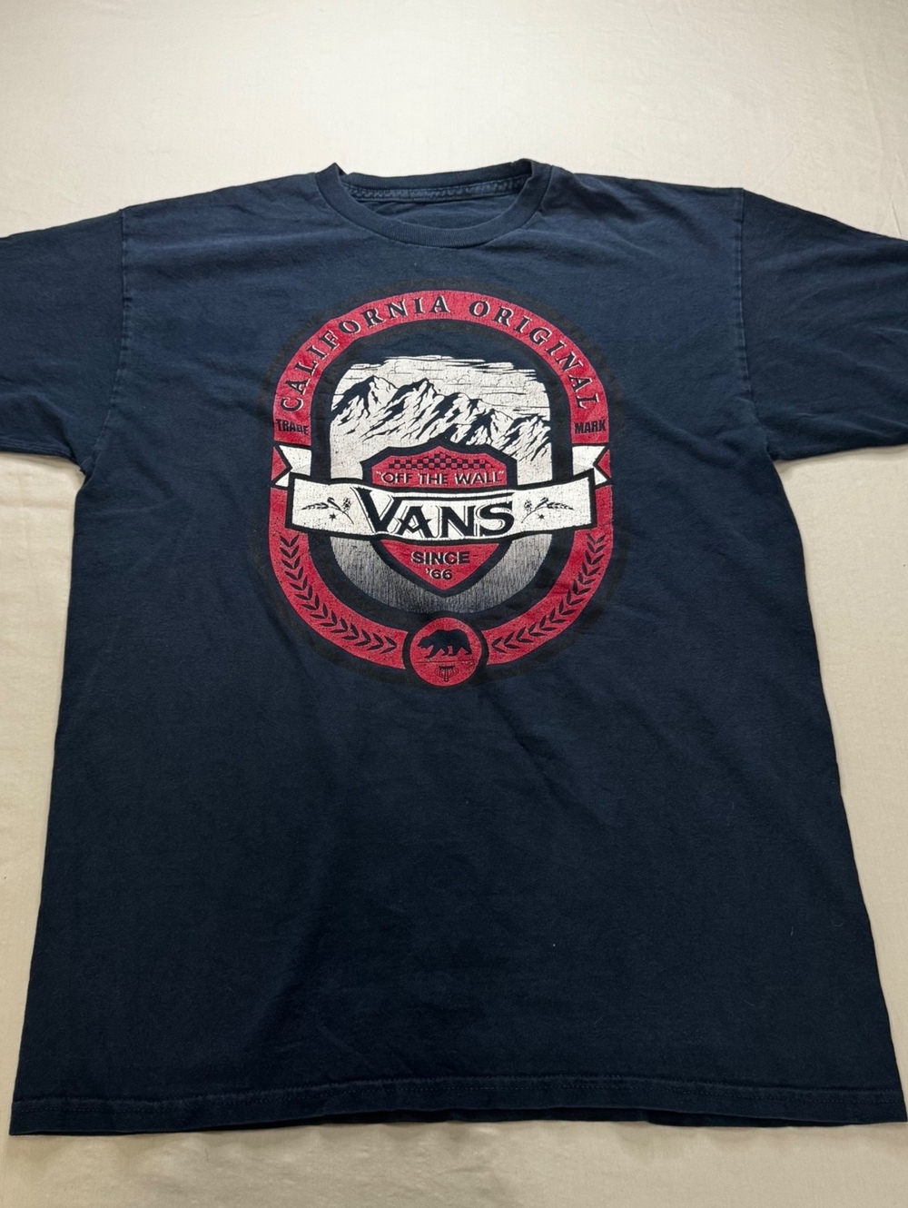 Vans California Original Off The Wall Graphic T Shirt Navy Mens S